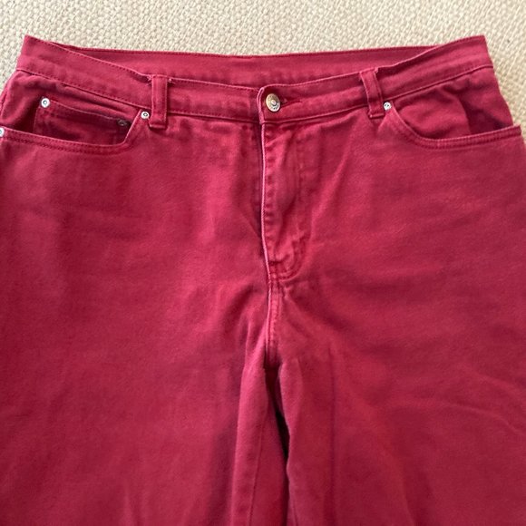 Style & Co. Burgundy Wide Barrel Leg Jeans 14 - Picture 2 of 5